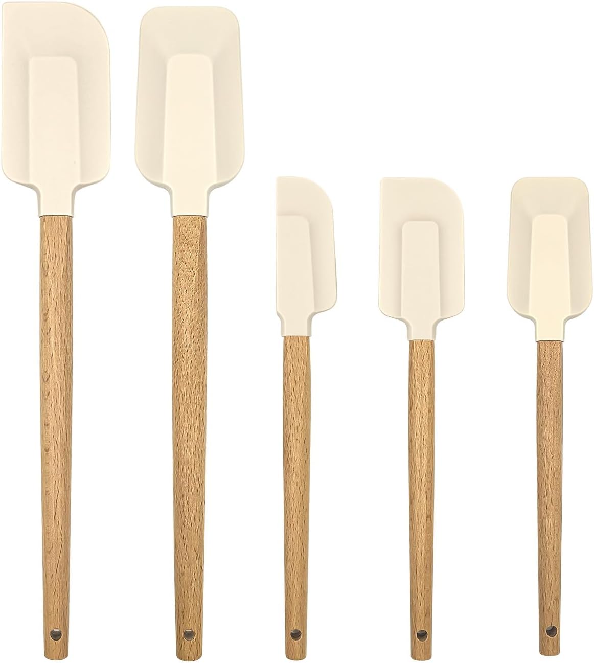 5-Pcs Wooden Handle Silicone Spatula Set