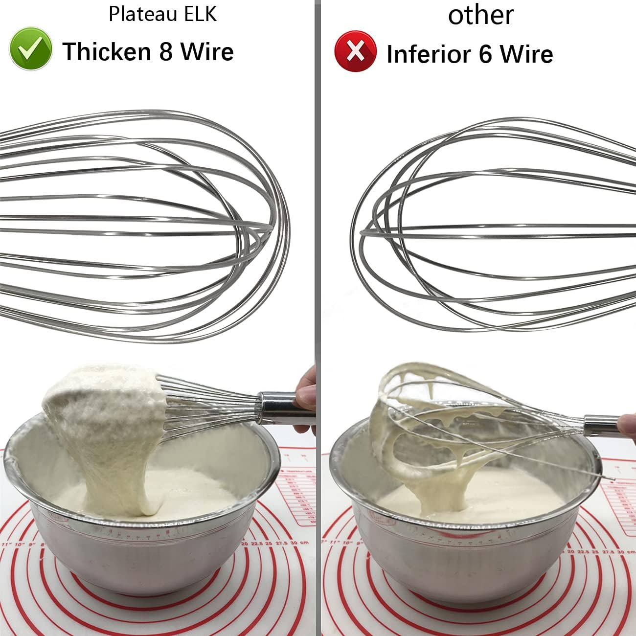 Whisks for Cooking, 3 Pack Stainless Steel Whisk for Blending - Image 2