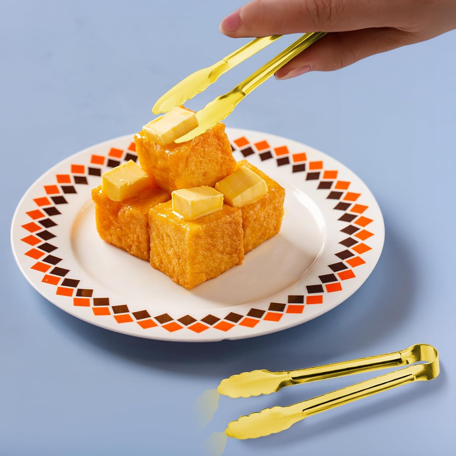 8PCS Gold Mini Metal Tongs, 5" Stainless Steel Serving Tiny Tong - Image 4