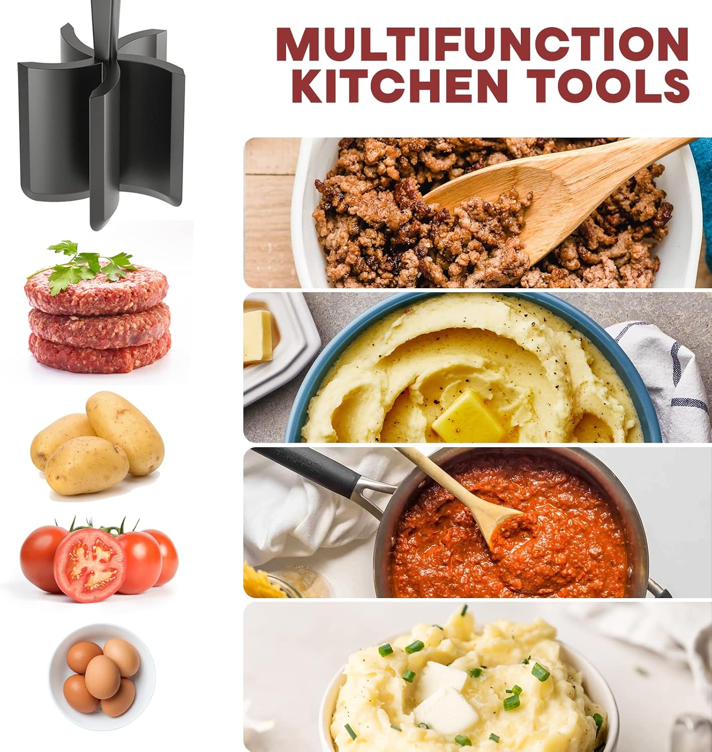 Meat Chopper, Hamburger Grinder, Premium Heat Resistant Smasher for Ground Beef - Image 2